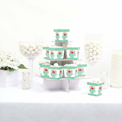 Floral Let's Par-Tea - Party Mini Favor Boxes - Garden Tea Party Treat Candy Boxes - Set of 12