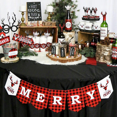 Prancing Plaid - Merry Christmas Bunting Banner & Buffalo Plaid Decorations