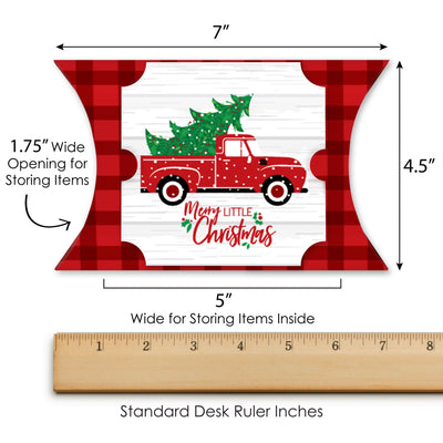 Merry Little Christmas Tree - Favor Gift Boxes - Red Truck Christmas Party Large Pillow Boxes - Set of 12