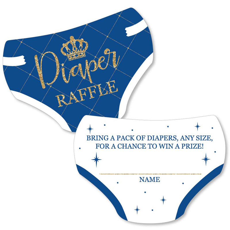 Royal Prince Charming - Diaper Shaped Raffle Ticket Inserts - Baby Shower Activities - Diaper Raffle Game - Set of 24