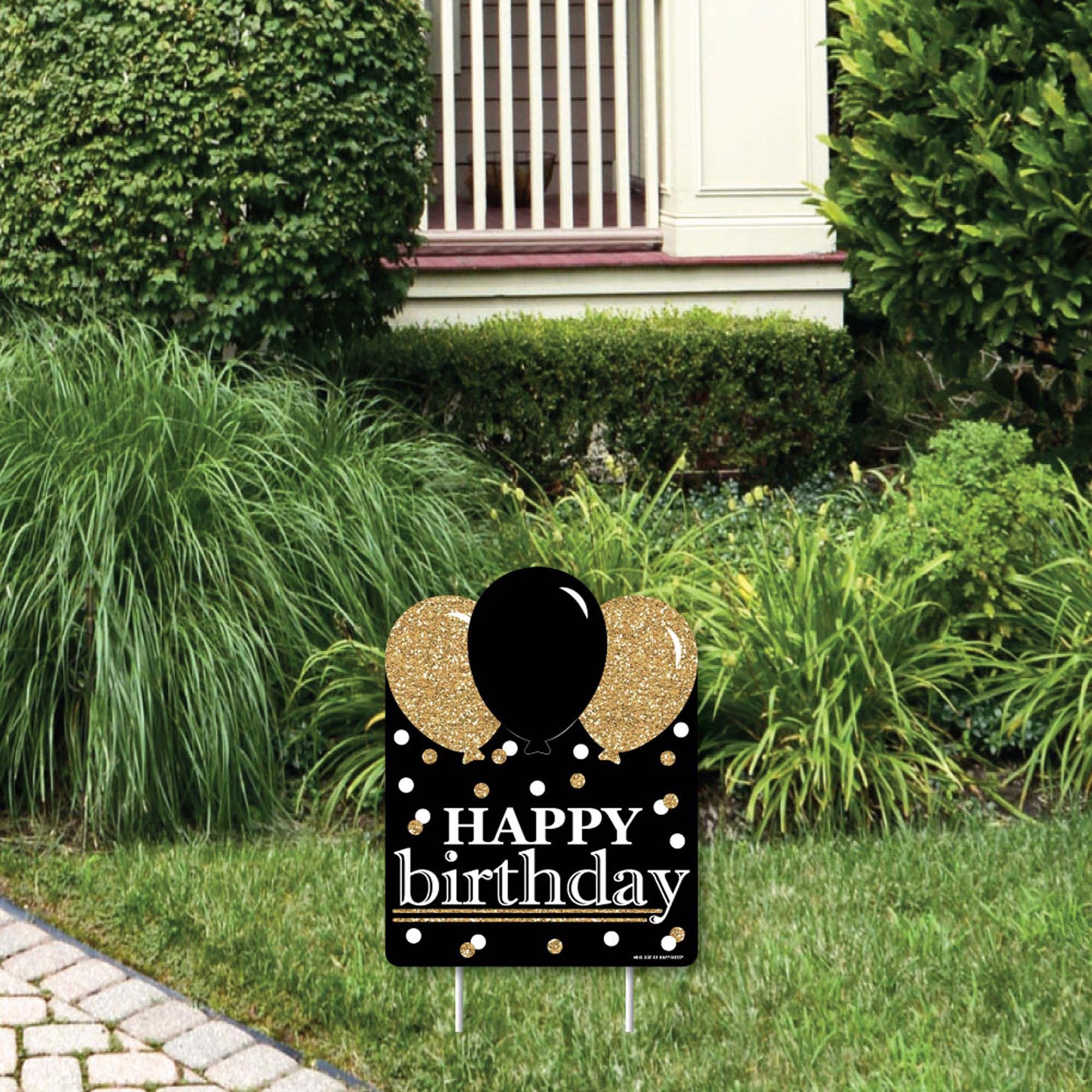 Adult Happy Birthday - Gold - Outdoor Lawn Sign - Birthday Party Yard ...