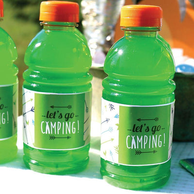 Happy Camper - Camping Baby Shower or Birthday Party Water Bottle Sticker Labels - Set of 20