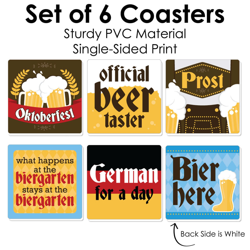 Oktoberfest - Funny German Beer Festival Decorations - Drink Coasters - Set of 6