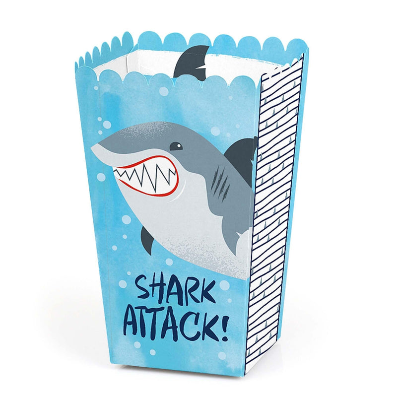 Shark Zone - Jawsome Shark Party or Birthday Party Favor Popcorn Treat Boxes - Set of 12