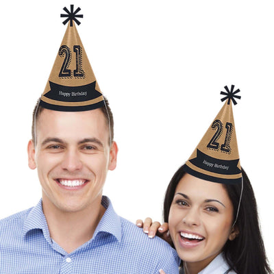 Finally 21 - 21st Birthday - Cone Happy Birthday Party Hats for Adults - Set of 8 (Standard Size)