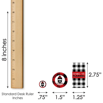 Lumberjack - Channel The Flannel - Mini Candy Bar Wrappers, Round Candy Stickers and Circle Stickers - Buffalo Plaid Party Candy Favor Sticker Kit - 304 Pieces