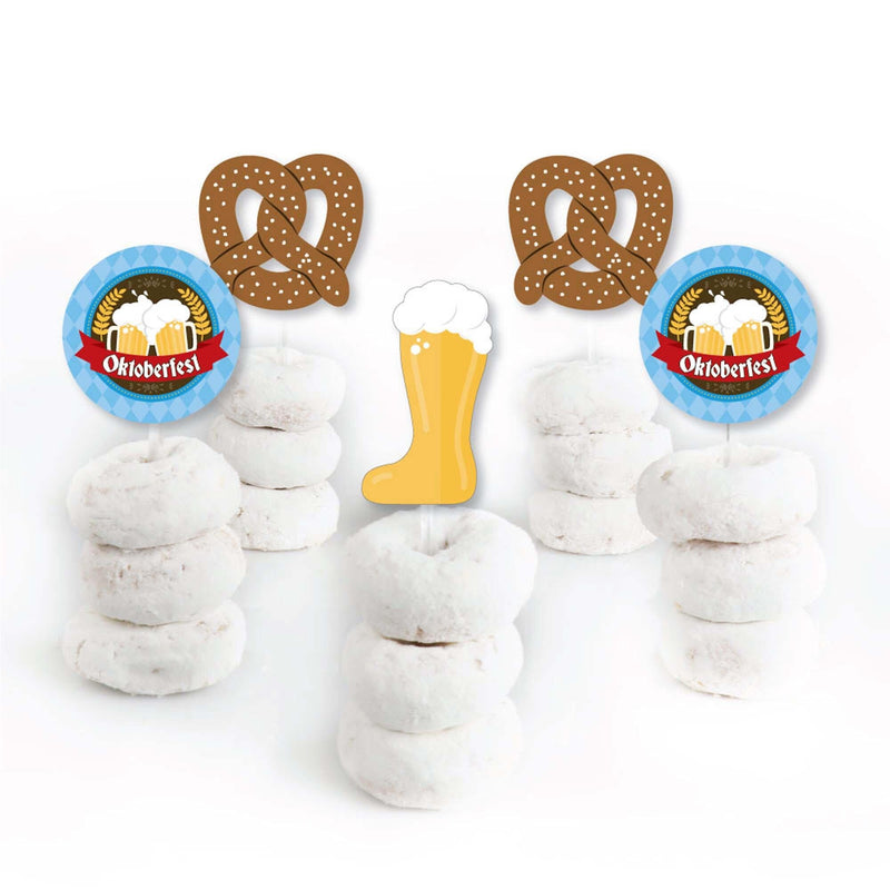 Oktoberfest - Dessert Cupcake Toppers - German Beer Festival Clear Treat Picks - Set of 24