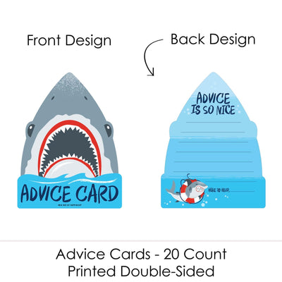 Shark Zone - Wish Card Jawsome Shark Baby Shower Activities - Shaped Advice Cards Game - Set of 20