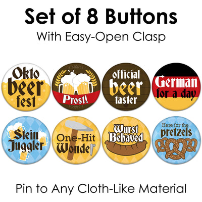 Oktoberfest - 3 inch German Beer Festival Badge - Pinback Buttons - Set of 8