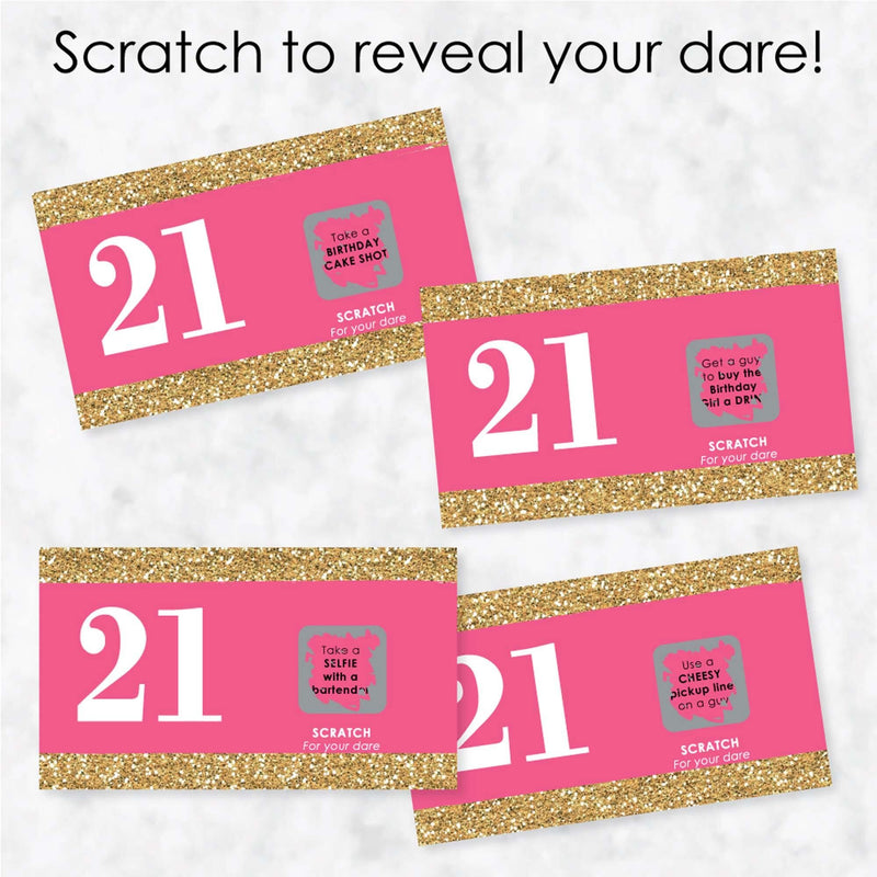 Finally 21 Girl - 21st Birthday - 21st Birthday Party Scratch Off Dare Cards - 22 ct