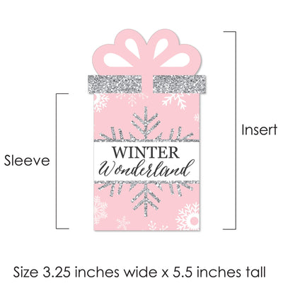 Pink Winter Wonderland - Holiday Snowflake Birthday Party and Baby Shower Money and Gift Card Sleeves - Nifty Gifty Card Holders - Set of 8