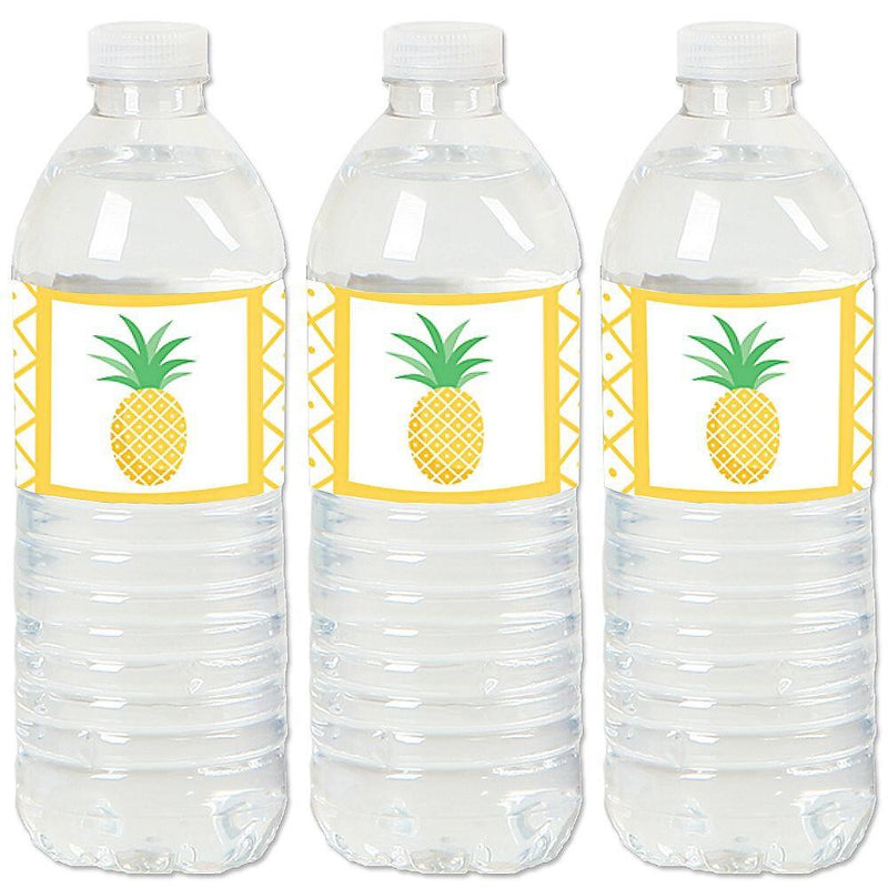 Tropical Pineapple - Summer Party Water Bottle Sticker Labels - Set of 20