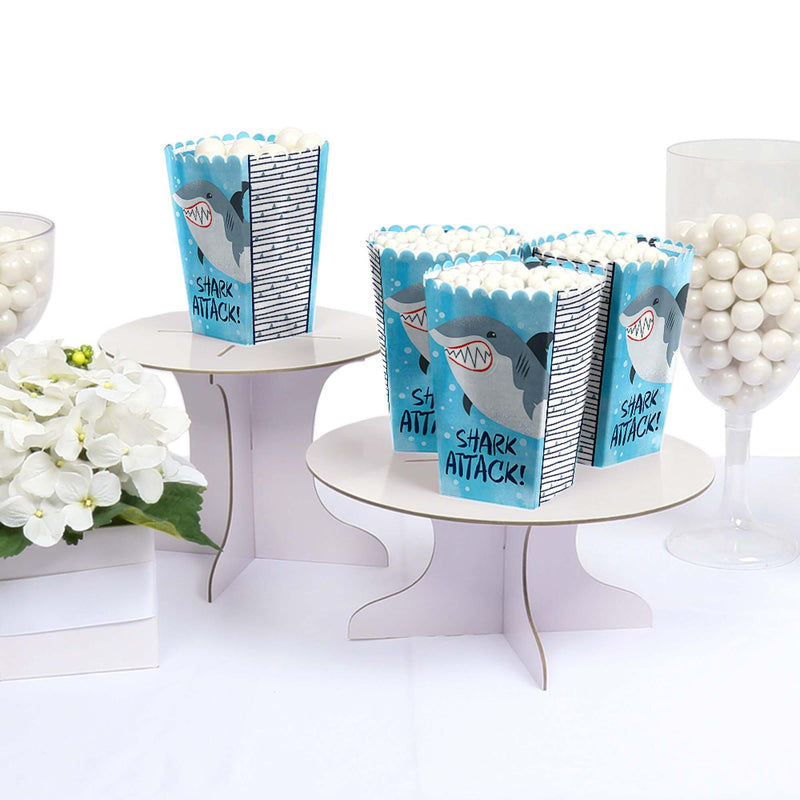 Shark Zone - Jawsome Shark Party or Birthday Party Favor Popcorn Treat Boxes - Set of 12