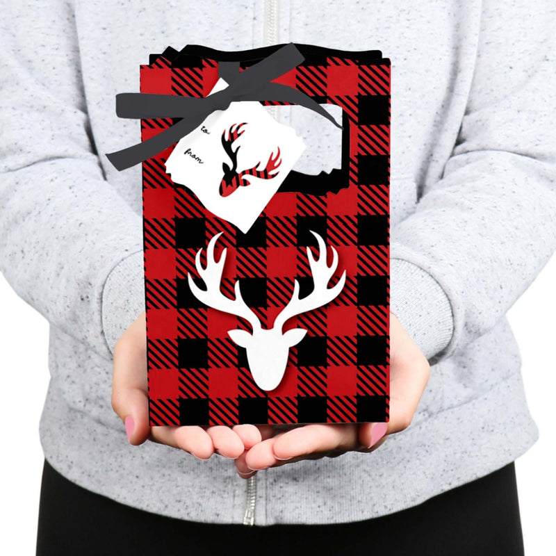 Prancing Plaid - Christmas and Holiday Buffalo Plaid Party Gift Boxes - 12 Count