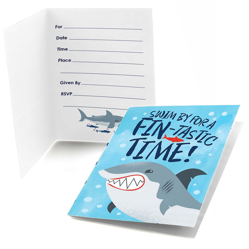 Shark Zone - Fill In Jawsome Shark Party or Birthday Party Invitations - 8 ct