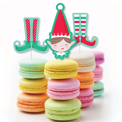 Elf Squad - Dessert Cupcake Toppers - Kids Elf Christmas and Birthday Party Clear Treat Picks - Set of 24