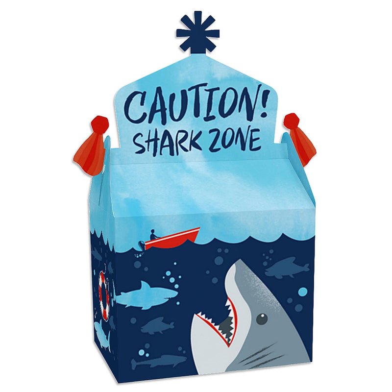 Shark Zone - Treat Box Party Favors - Jawsome Shark Party or Birthday Party Goodie Gable Boxes - Set of 12