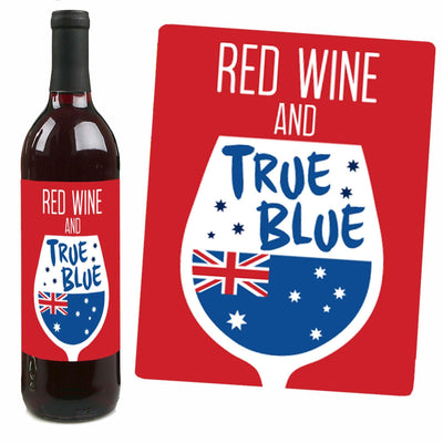 Australia Day - G'Day Mate Aussie Party Decorations for Women and Men - Wine Bottle Label Stickers - Set of 4