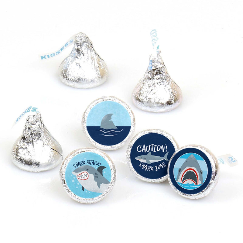 Shark Zone - Jawsome Shark Party or Birthday Party Round Candy Sticker Favors - Labels Fit Hershey&