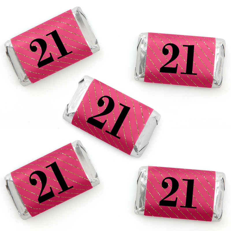 Finally 21 Girl - Mini Candy Bar Wrapper Stickers - 21st Birthday Party Small Favors - 40 Count