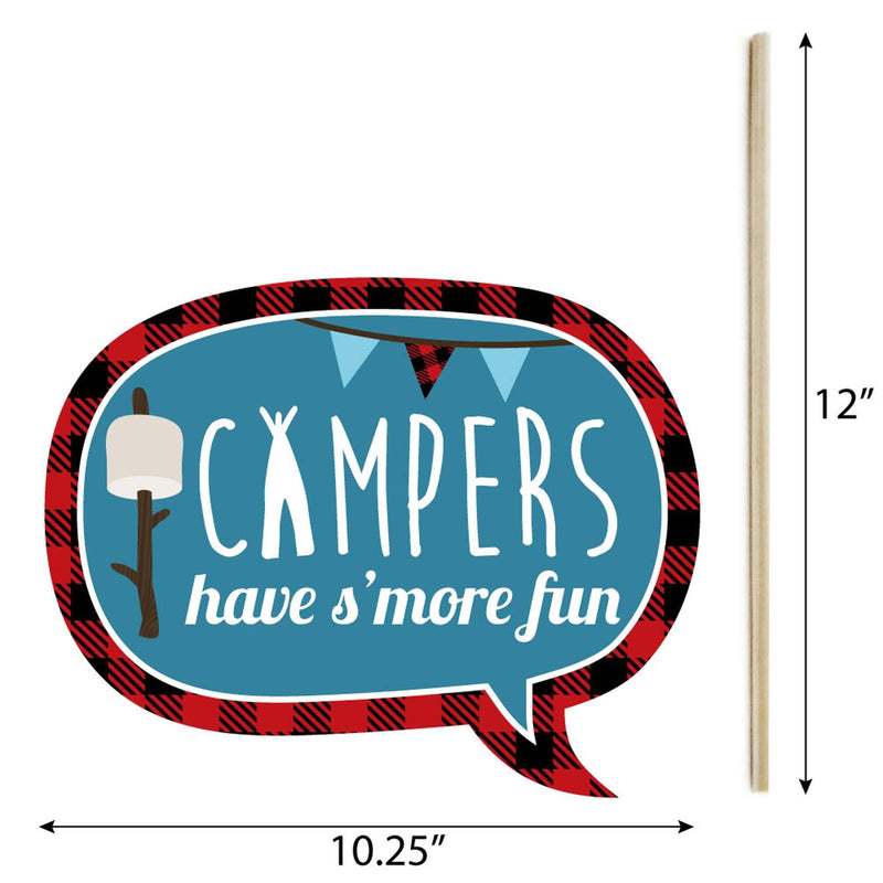 Funny Happy Camper - 10 Piece Camping Baby Shower or Birthday Party Photo Booth Props Kit