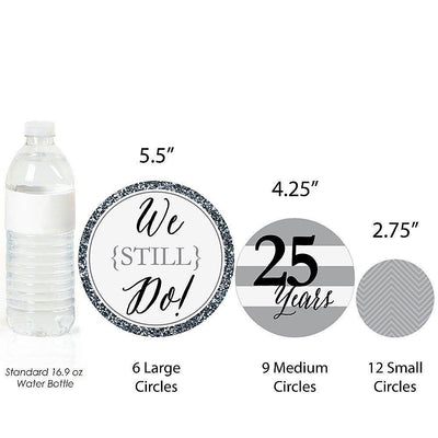 We Still Do - 25th Wedding Anniversary - Wedding Anniversary Giant Circle Confetti - Silver Anniversary Party Decorations - Large Confetti 27 Count