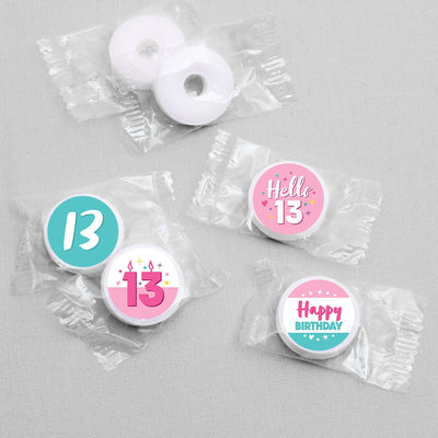 Girl 13th Birthday - Official Teenager Birthday Party Round Candy Sticker Favors - Labels Fit Hershey's Kisses (1 sheet of 108)