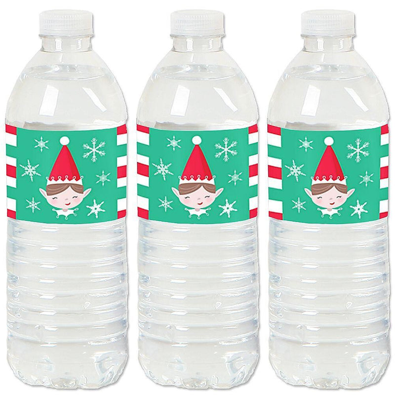 Elf Squad - Kids Elf Christmas and Birthday Party Water Bottle Sticker Labels - Set of 20