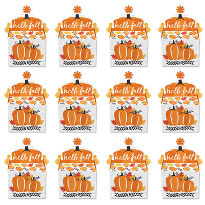 Fall Pumpkin - Treat Box Party Favors - Halloween or Thanksgiving Party Goodie Gable Boxes - Set of 12