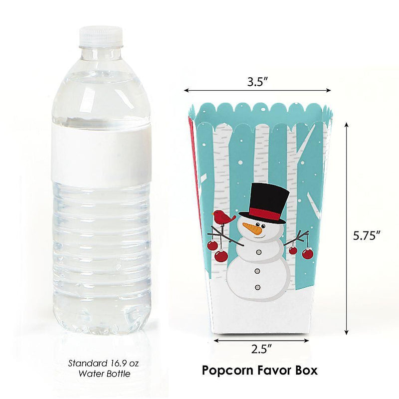 Let It Snow - Snowman - Holiday and Christmas Favor Popcorn Treat Boxes - Set of 12