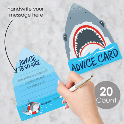 Shark Zone - Wish Card Jawsome Shark Baby Shower Activities - Shaped Advice Cards Game - Set of 20