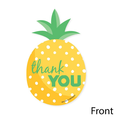 Tropical Pineapple - Shaped Thank You Cards - Summer Party Thank You Note Cards with Envelopes - Set of 12