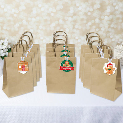 Gingerbread Christmas - Assorted Hanging Gingerbread Man Holiday Party Favor Tags - Gift Tag Toppers - Set of 12