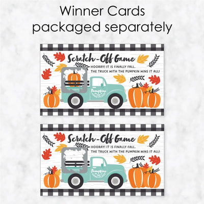 Happy Fall Truck - Harvest Pumpkin Party Game Scratch Off Cards - 22 Count