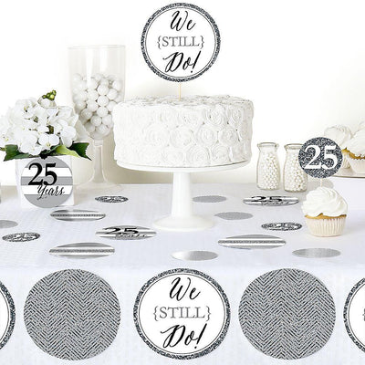 We Still Do - 25th Wedding Anniversary - Wedding Anniversary Giant Circle Confetti - Silver Anniversary Party Decorations - Large Confetti 27 Count