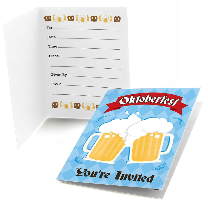 Oktoberfest - Fill In German Beer Festival Party Invitations - 8 ct