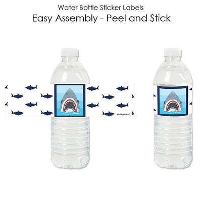 Shark Zone - Jawsome Shark Party or Birthday Party Water Bottle Sticker Labels - Set of 20