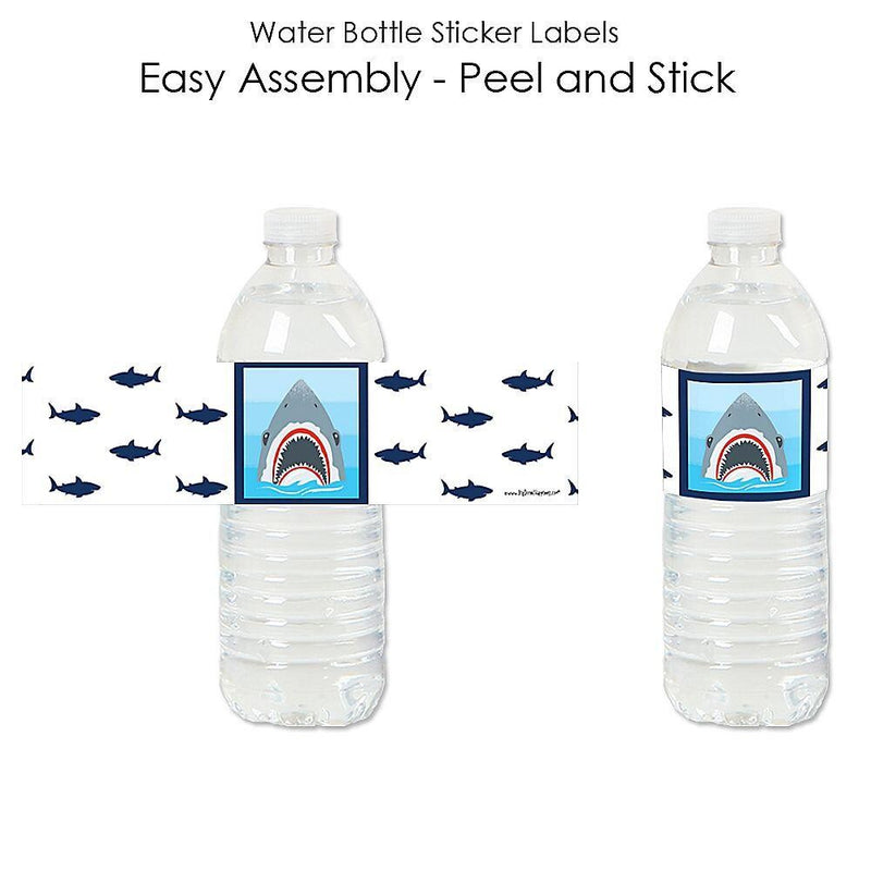 Shark Zone - Jawsome Shark Party or Birthday Party Water Bottle Sticker Labels - Set of 20