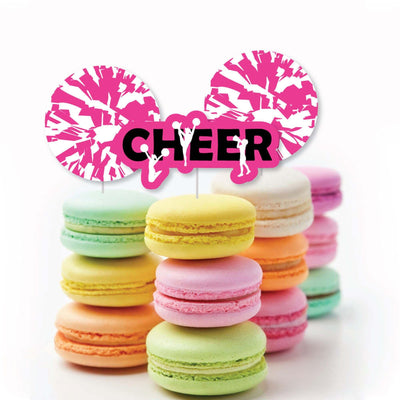 We've Got Spirit - Cheerleading - Dessert Cupcake Toppers - Birthday Party or Cheerleader Party Clear Treat Picks - Set of 24