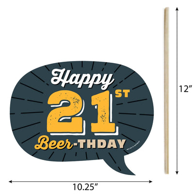 Funny Cheers and Beers to 21 Years - 21st Birthday Party Photo Booth Props Kit - 10 Piece