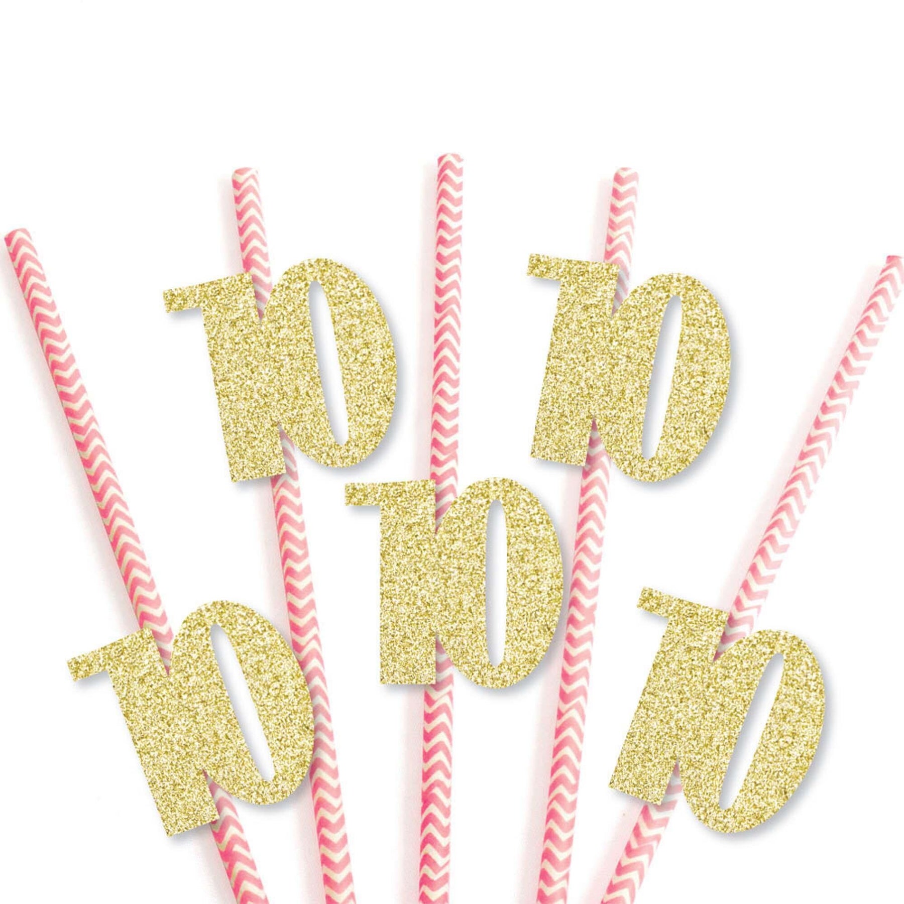 Gold Glitter Plastic Straws, 10 Count
