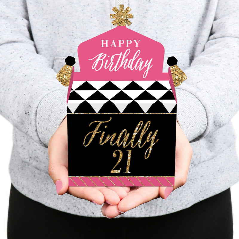 Finally 21 Girl - Treat Box Party Favors - 21st Birthday Party Goodie Gable Boxes - Set of 12