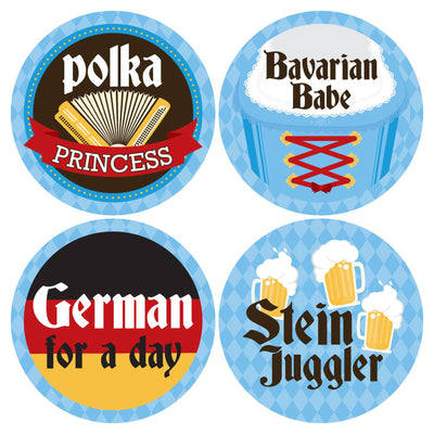 Oktoberfest - German Beer Festival Funny Name Tags - Party Badges Sticker Set of 12