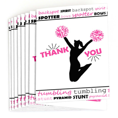 We've Got Spirit - Cheerleading - Birthday Party or Cheerleader Party Thank You Cards - 8 ct