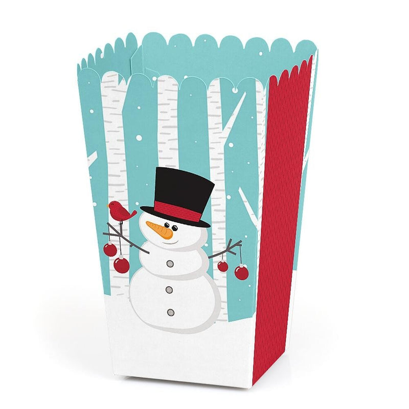 Let It Snow - Snowman - Holiday and Christmas Favor Popcorn Treat Boxes - Set of 12