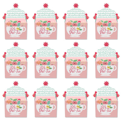 Floral Let's Par-Tea - Treat Box Party Favors - Garden Tea Party Goodie Gable Boxes - Set of 12