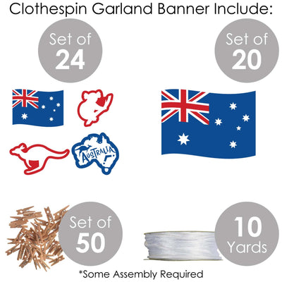 Australia Day - G'Day Mate Aussie Party DIY Decorations - Clothespin Garland Banner - 44 Pieces