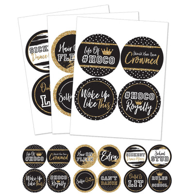 HOCO Dance - Homecoming Funny Name Tags - Party Badges Sticker Set of 12