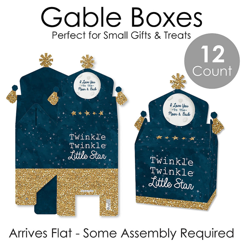 Twinkle Twinkle Little Star - Treat Box Party Favors - Baby Shower or Birthday Party Goodie Gable Boxes - Set of 12