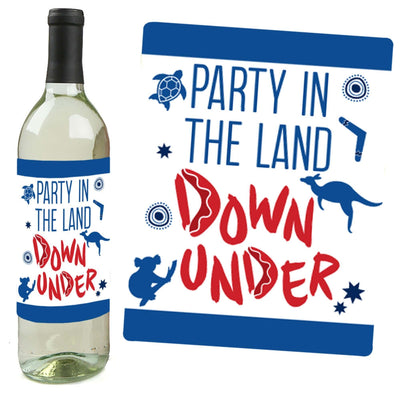 Australia Day - G'Day Mate Aussie Party Decorations for Women and Men - Wine Bottle Label Stickers - Set of 4